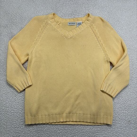 White Stag Sweaters - Vintage White Stag Butter Yellow Women's Large V-Neck Chunky Knit Sweater Cotton